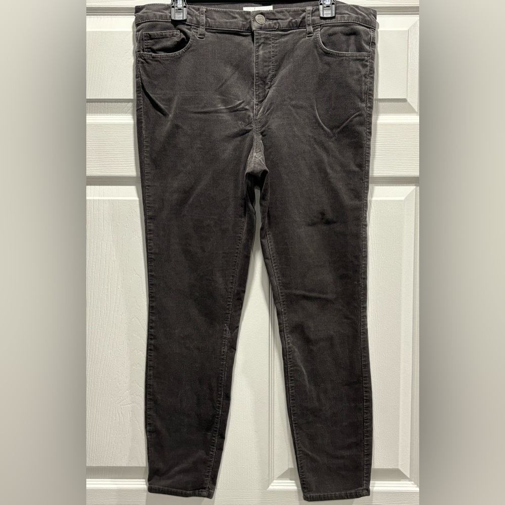 LOFT Women's Curvy Skinny Corduroy Pants Size 31/12 Gray Casual Everyday Career